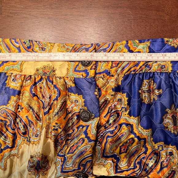 SALE! 1960s QUILTED maxi skirt with POCKETS! Brass button front, 30" waist - Picture 6 of 8